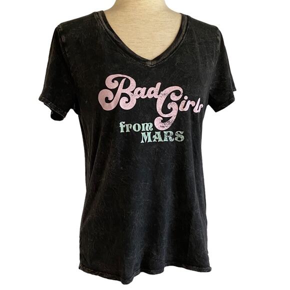 PROMESA Bad Girls From Mars Stone Washed Graphic T Shirt Gray Size Medium Lounge - Picture 4 of 9